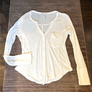 YOUNG FABULOUS & BROKE size S long sleeve Tshirt top exposed raw seams white